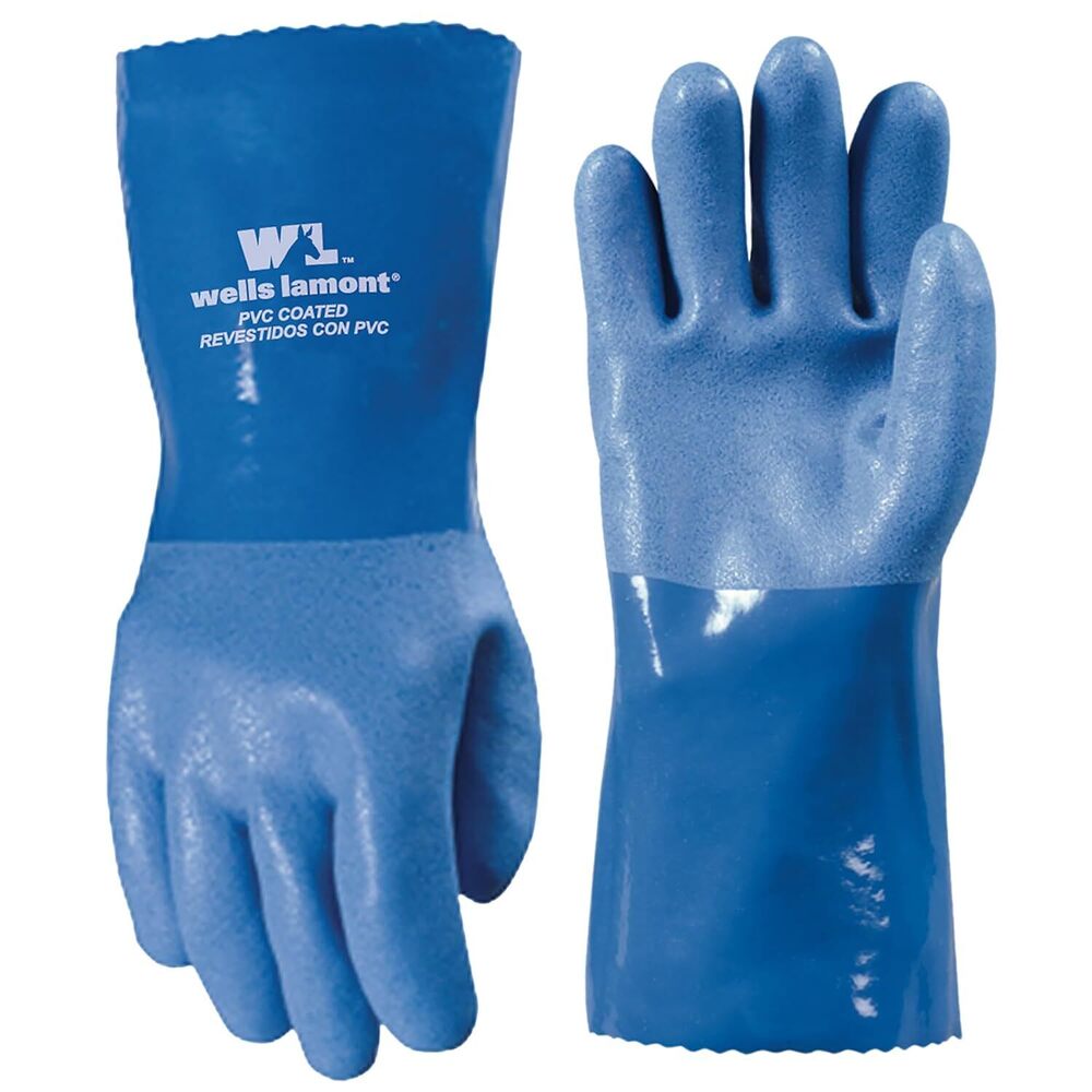 Heavy Duty Rubber Gloves with PVC Coating, Chemical and Abrasion